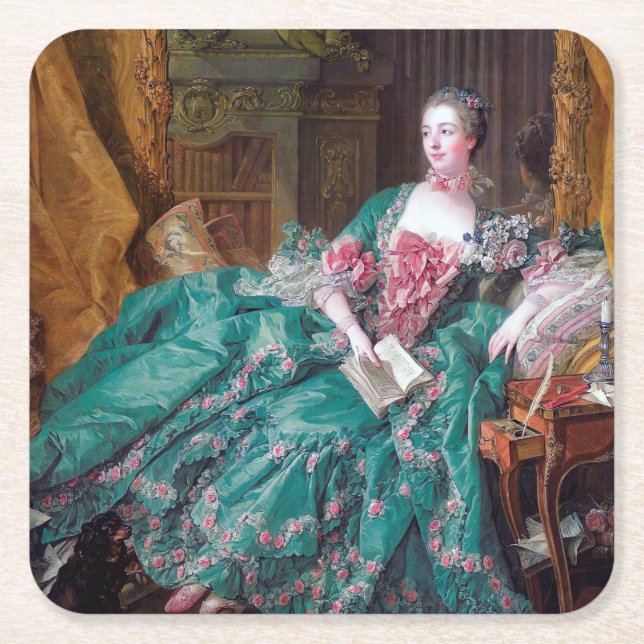 Dessous-de-verre Carré En Papier Portrait de Madame Pompadour, Boucher (Devant)
