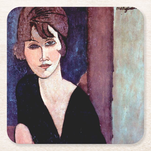 Dessous-de-verre Carré En Papier Portrait de Woman (Devant)