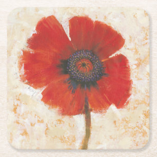 Dessous-de-verre Carré En Papier Portrait Red Poppy