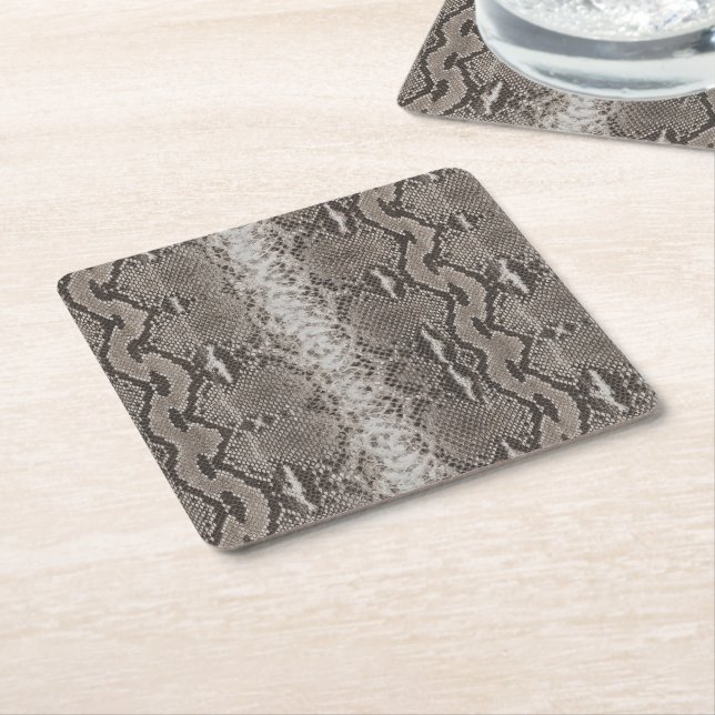Dessous-de-verre Carré En Papier Poster de animal Python Snake Skin (Incliné)