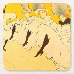 Dessous-de-verre Carré En Papier Poster de la fille dansante Jaune Toulouse Lautrec