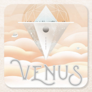 Dessous-de-verre Carré En Papier Poster-Observatoire Rétro Dans Le Système Solaire