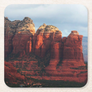 Dessous-de-verre Carré En Papier Pot de café nuageux Rock à Sedona Arizona