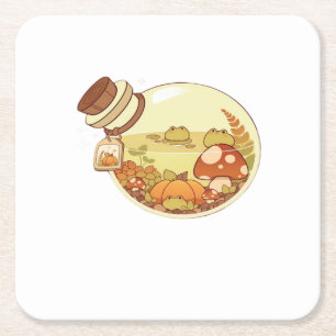 Dessous-de-verre Carré En Papier Potion d'automne avec grenouille classique