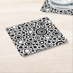 Dessous-de-verre Carré En Papier Pots et cercles noirs Grille + votre dos.