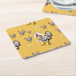 Dessous-de-verre Carré En Papier Poules Rétro