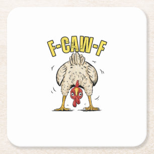 Dessous-de-verre Carré En Papier Poulet Drôle F-Caw-F Coq Pays Poule