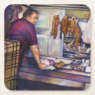 Dessous-de-verre Carré En Papier Poulet ensoleillé, Singapour