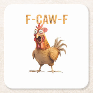 Dessous-de-verre Carré En Papier Poulet qui crie drôle F Caw F Humour