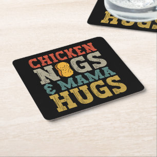 Dessous-de-verre Carré En Papier Poulets et Mama Hugs Toddler Nugget Lover