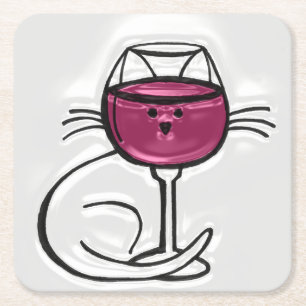 Dessous-de-verre Carré En Papier Pour l'AMOUR des Dessous de verre Vins & Chats