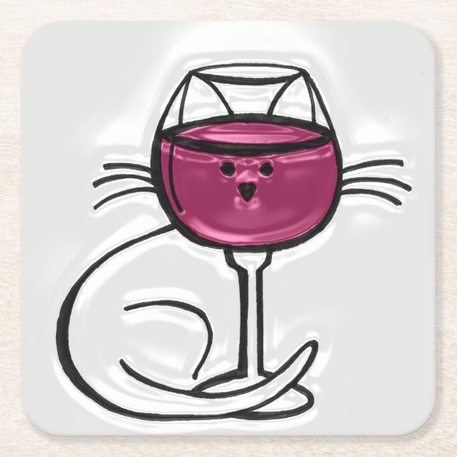 Dessous-de-verre Carré En Papier Pour l'AMOUR des Dessous de verre Vins & Chats (Devant)