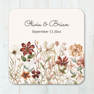 Dessous-de-verre Carré En Papier Prairie de fleurs sauvages vintage aquarelle perso
