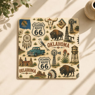 Dessous-de-verre Carré En Papier Prairie Sips de la route 66 en Oklahoma