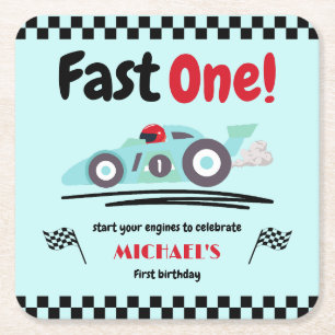Dessous-de-verre Carré En Papier Premier anniversaire Fast One Vintage Blue Race Ca