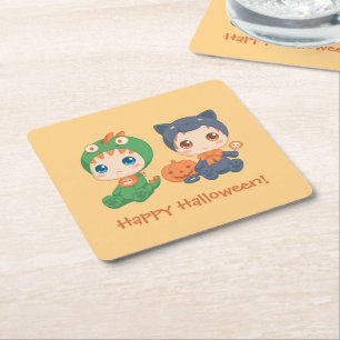 Dessous-de-verre Carré En Papier Première Halloween Babies Chat noir Costume Dragon