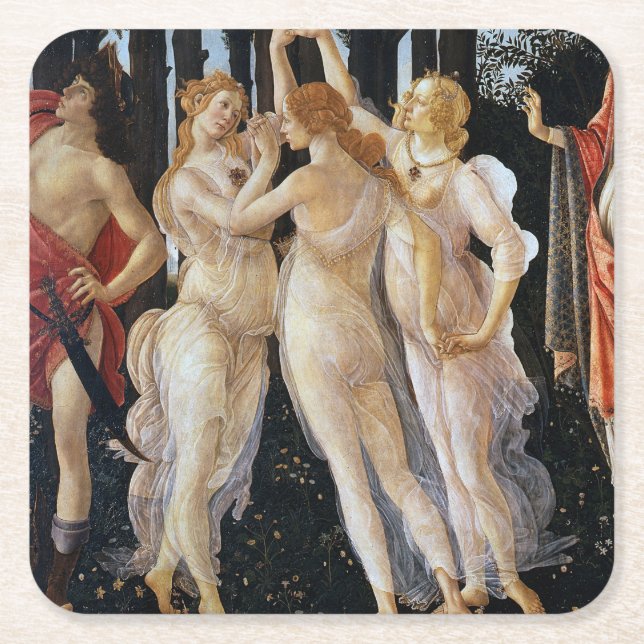 Dessous-de-verre Carré En Papier Primavera (détail), Sandro Botticelli, 1482 (Devant)