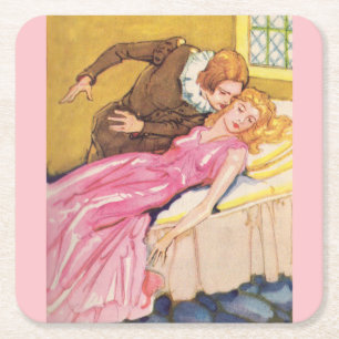 Dessous-de-verre Carré En Papier Prince Charming baiser Beauté dormante