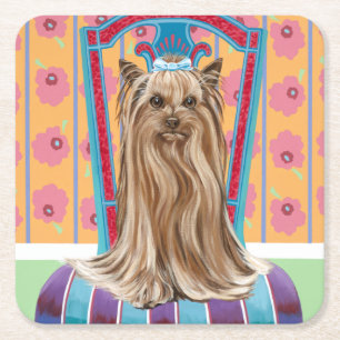 Dessous-de-verre Carré En Papier Princesse de la Couronne Yorkie