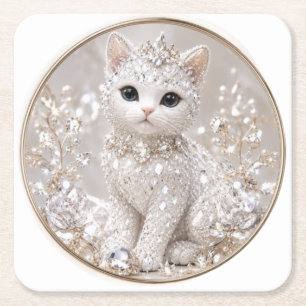Dessous-de-verre Carré En Papier Princesse Diamant Époustouflante Chat   Luxe de Ha
