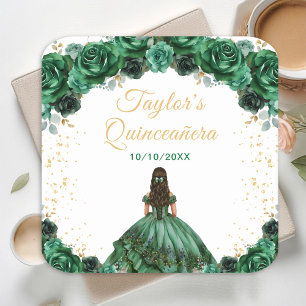 Dessous-de-verre Carré En Papier Princesse Fleur Dark Green Quinceañera