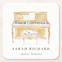 Professeur de Musique Pianiste Élégant Aquarelle