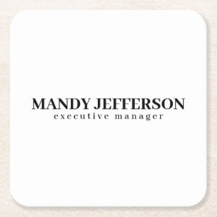 Dessous-de-verre Carré En Papier Professionnel élégant moderne minimaliste ajoutez 