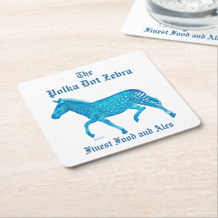 Dessous-de-verre Carré En Papier Pub anglais Polka Dot Zebra - Bleu