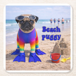 Dessous-de-verre Carré En Papier Puggy de la plage