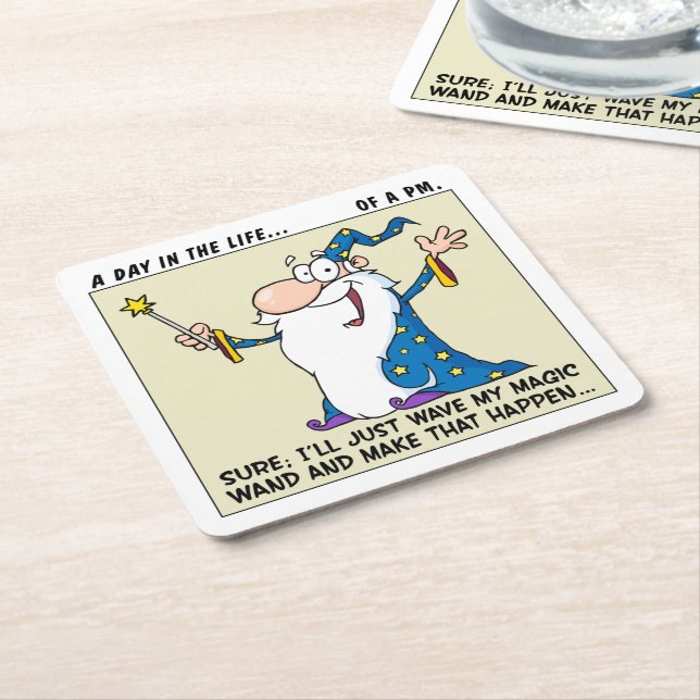 Dessous-de-verre Carré En Papier Puissances magiques de chef de projet (Incliné)