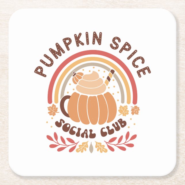 Dessous-de-verre Carré En Papier Pumpkin Spice Social Club – Cute Fall PSL  (Devant)