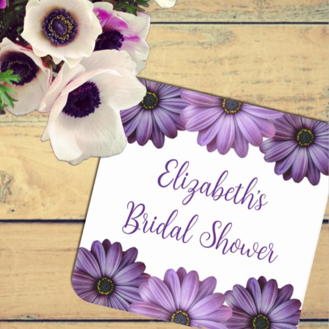 Dessous-de-verre Carré En Papier Purple Floral Bridal Shower (Créateur téléchargé)