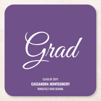 Dessous-de-verre Carré En Papier Purple Modern Graduation Party