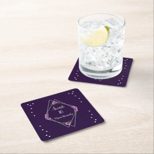 Dessous-de-verre Carré En Papier Purple Rose Silver Géométrique Sweet 16