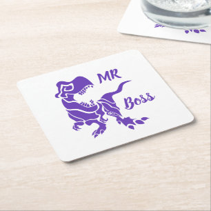 Dessous-de-verre Carré En Papier Purple Trex le Boss Dino