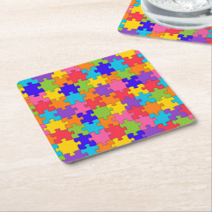 Dessous-de-verre Carré En Papier Puzzle coloré