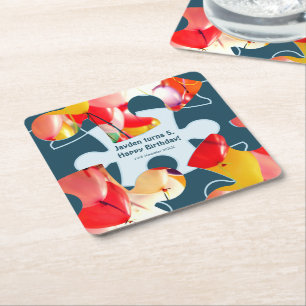 Dessous-de-verre Carré En Papier Puzzle Enfant Joyeux Anniversaire Nom
