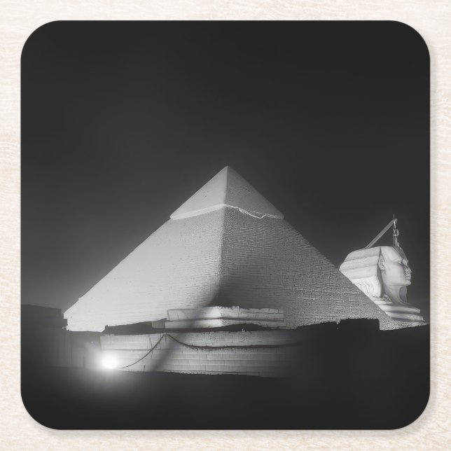 Dessous-de-verre Carré En Papier pyramides et sphinx (Devant)