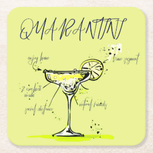 Dessous-de-verre Carré En Papier Quarantini Social Isolation Cocktail Recette
