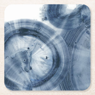 Dessous-de-verre Carré En Papier Quasars - cercles bleus noirs d'encre