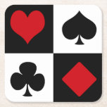 Dessous-de-verre Carré En Papier Quatre combinaisons de cartes<br><div class="desc">Ensemble d'icônes de combinaison de carte isolées sur les carrés noirs et blancs</div>