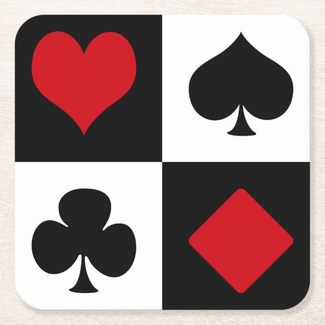 Dessous-de-verre Carré En Papier Quatre combinaisons de cartes (Devant)
