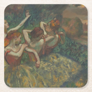 Dessous-de-verre Carré En Papier Quatre Danseurs, Peinture impressionniste, Edgar D