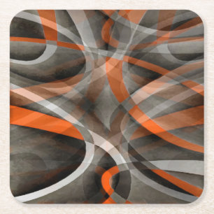 Dessous-de-verre Carré En Papier Quatre-vingts Vibes Brûlées orange et gris