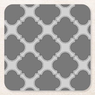 Dessous-de-verre Carré En Papier Quatrefoil dans les tons gris