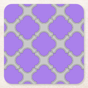 Dessous-de-verre Carré En Papier Quatrefoil violet et gris