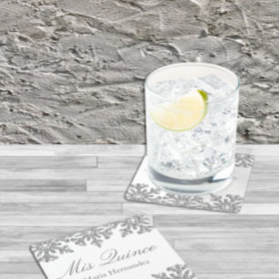 Dessous-de-verre Carré En Papier Quinceanera hivernale de flocons d'argent