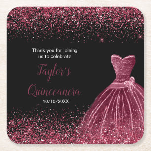Dessous-de-verre Carré En Papier Quinceanera Plum Purple Faux Parties scintillant