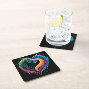 Dessous-de-verre Carré En Papier Rainbow Dragon Heart