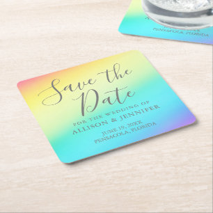 Dessous-de-verre Carré En Papier Rainbow Fade joyeux LGBTQ Enregistrer la date